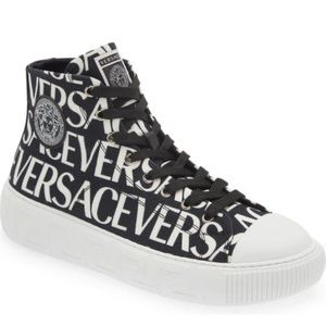 Mens Versace La Greca Logo Print High Top Sneakers size 7